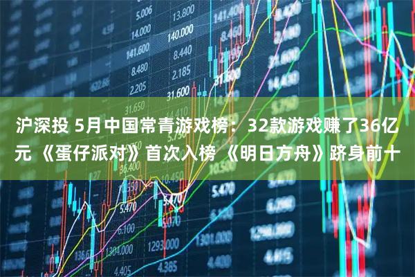 沪深投 5月中国常青游戏榜：32款游戏赚了36亿元 《蛋仔派对》首次入榜 《明日方舟》跻身前十