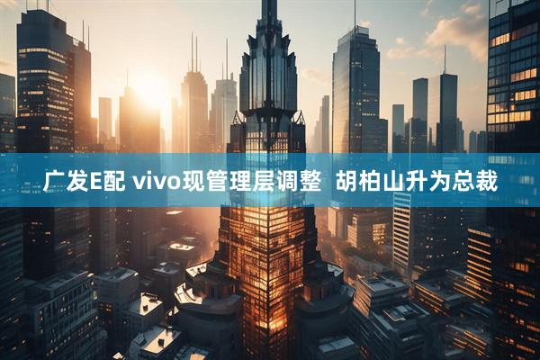 广发E配 vivo现管理层调整  胡柏山升为总裁